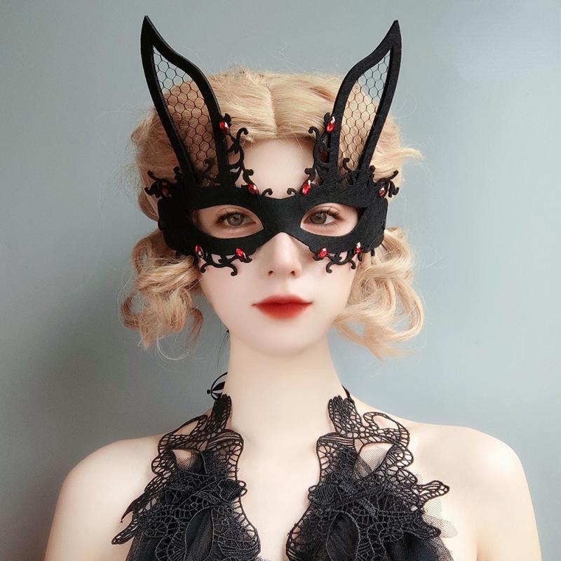Halloween Easter Masquerade Nightclub Lace Bunny Ears Rabbit Mask