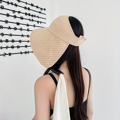 Striped UPF 50 Protection Sun Hat Large Brim Sunshade Foldable Fishing Hat