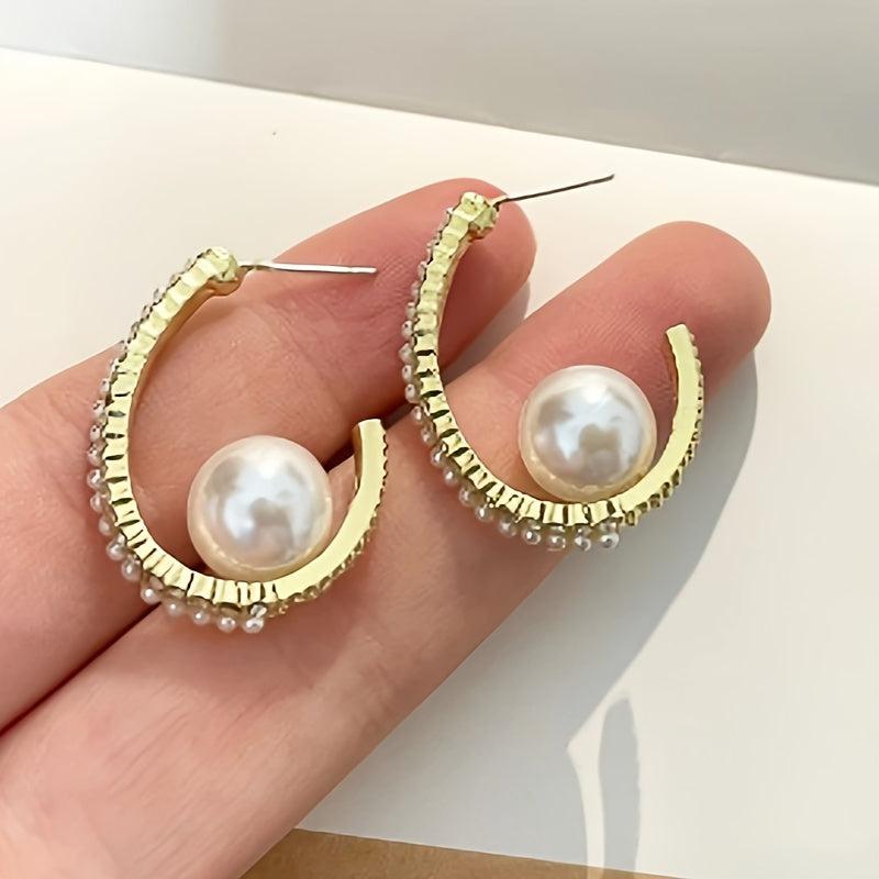 Small Pearl Drop Earring Dangle Hoop Earrings For Women