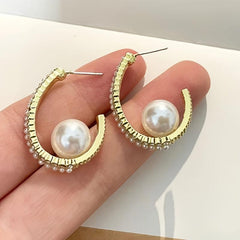 Small Pearl Drop Earring Dangle Hoop Earrings For Women