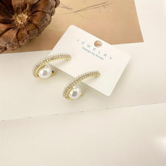 Small Pearl Drop Earring Dangle Hoop Earrings For Women