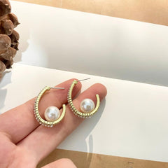 Small Pearl Drop Earring Dangle Hoop Earrings For Women