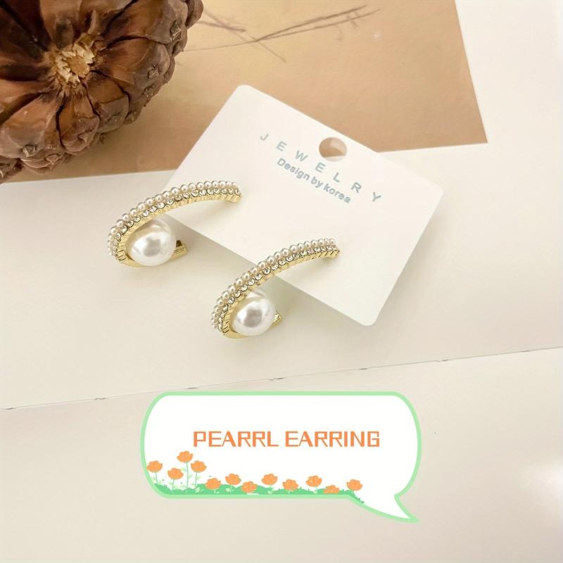 Small Pearl Drop Earring Dangle Hoop Earrings For Women