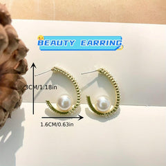 Small Pearl Drop Earring Dangle Hoop Earrings For Women
