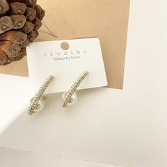 Small Pearl Drop Earring Dangle Hoop Earrings For Women