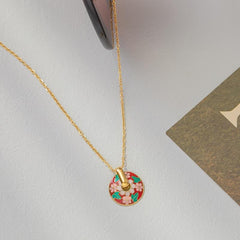 Stainless Steel Pink Flowers Necklace and Earrings Set