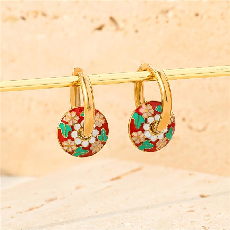 Stainless Steel Pink Flowers Necklace and Earrings Set