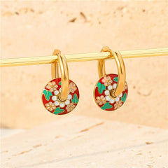 Stainless Steel Pink Flowers Necklace and Earrings Set