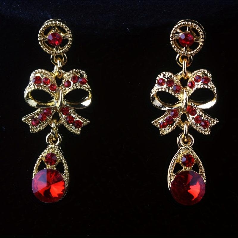 Bridal Red Set Chain Jewelry Crown Necklace Set Wedding Dress Accessories