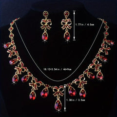 Bridal Red Set Chain Jewelry Crown Necklace Set Wedding Dress Accessories