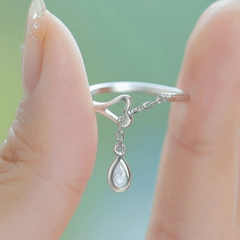 Glistening Silver Water Droplet Ring