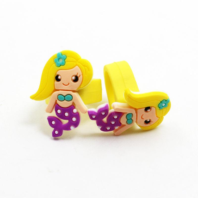 3pcs Kids Mermaid Silicone Rings, Sweet Design