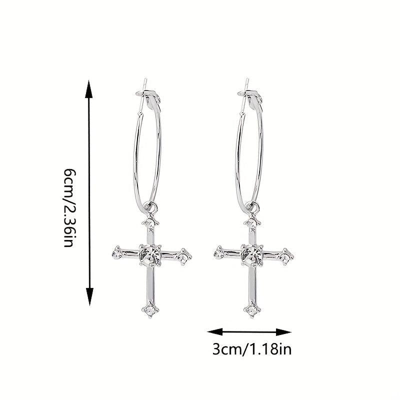 Cross Hoop Earrings with Filled Stones - Ideal Gift for Women & Teen Girls