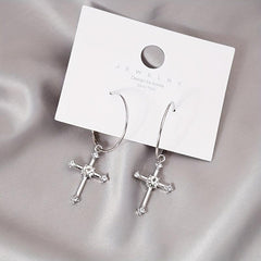 Cross Hoop Earrings with Filled Stones - Ideal Gift for Women & Teen Girls