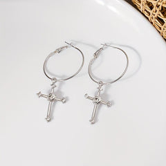 Cross Hoop Earrings with Filled Stones - Ideal Gift for Women & Teen Girls