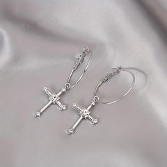 Cross Hoop Earrings with Filled Stones - Ideal Gift for Women & Teen Girls