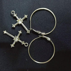 Cross Hoop Earrings with Filled Stones - Ideal Gift for Women & Teen Girls