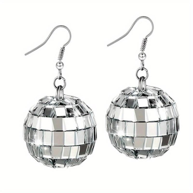 Vintage Disco Ball Dangle Earrings Round Drop Earrings