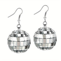 Vintage Disco Ball Dangle Earrings Round Drop Earrings