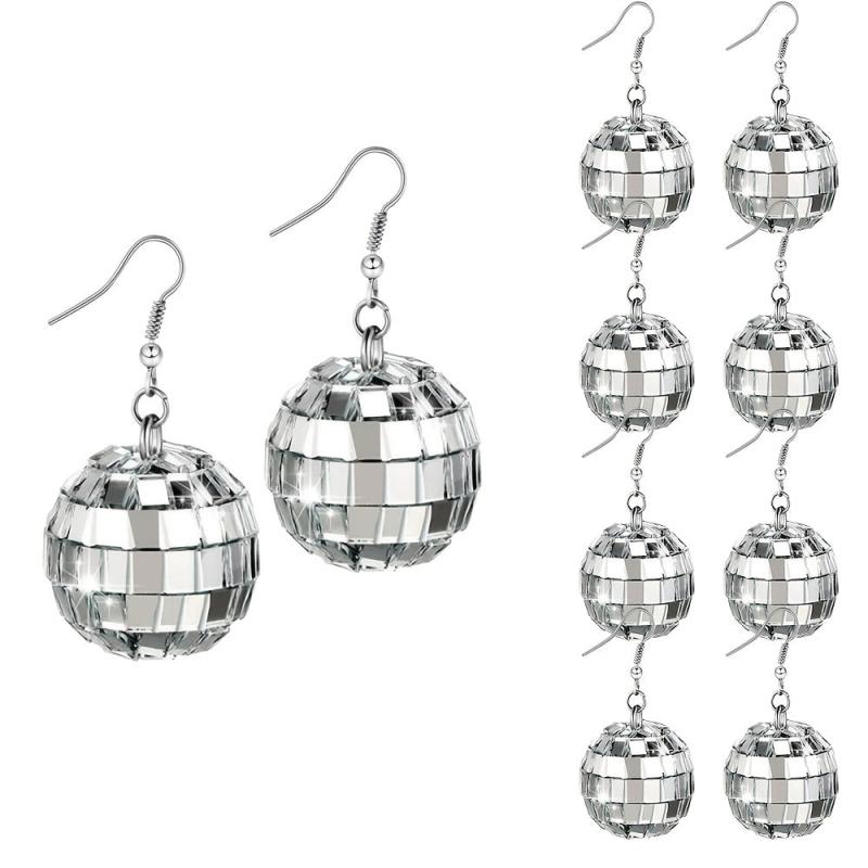 Vintage Disco Ball Dangle Earrings Round Drop Earrings