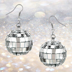 Vintage Disco Ball Dangle Earrings Round Drop Earrings