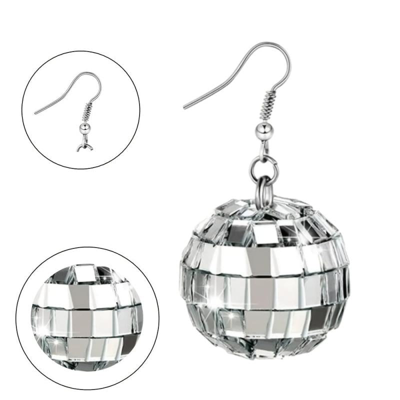 Vintage Disco Ball Dangle Earrings Round Drop Earrings