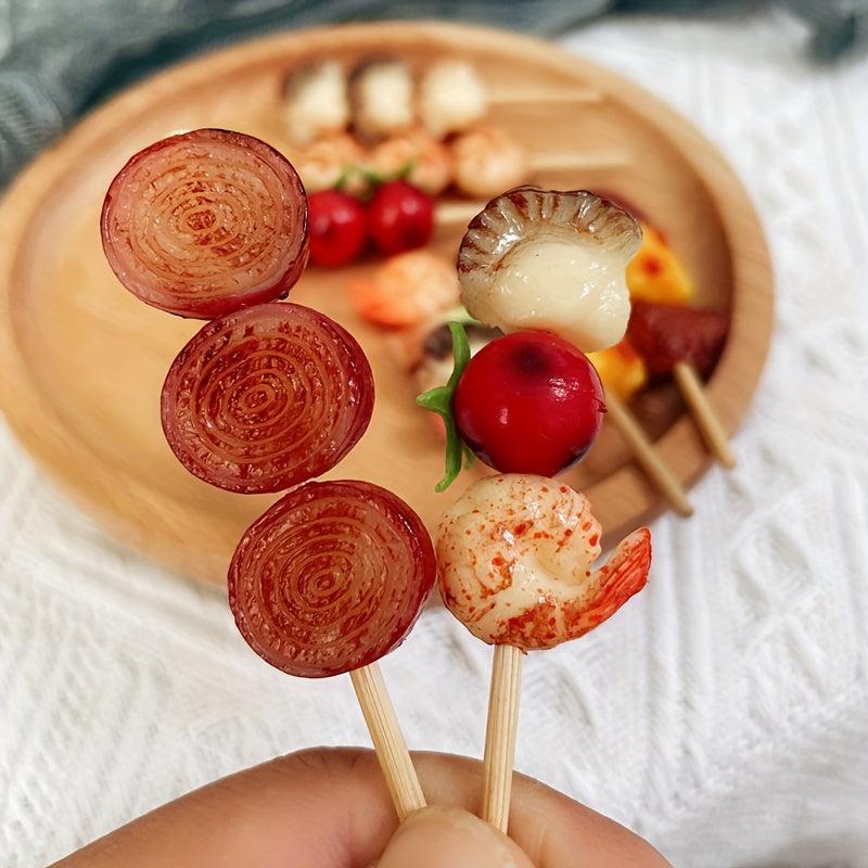 Mini Barbecue Skewer Toy Meat Model Japanese Style Hairpin Accessory
