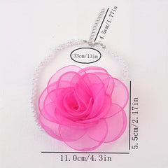 Romantic Chiffon Mesh Flower Choker Necklace with Pearl Neck