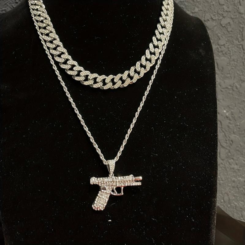 Zircon Inlaid Small Pistol Necklace Hip Hop Fashion Jewelry