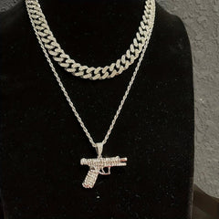 Zircon Inlaid Small Pistol Necklace Hip Hop Fashion Jewelry