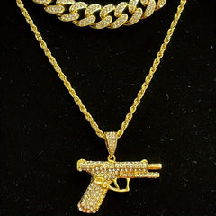 Zircon Inlaid Small Pistol Necklace Hip Hop Fashion Jewelry
