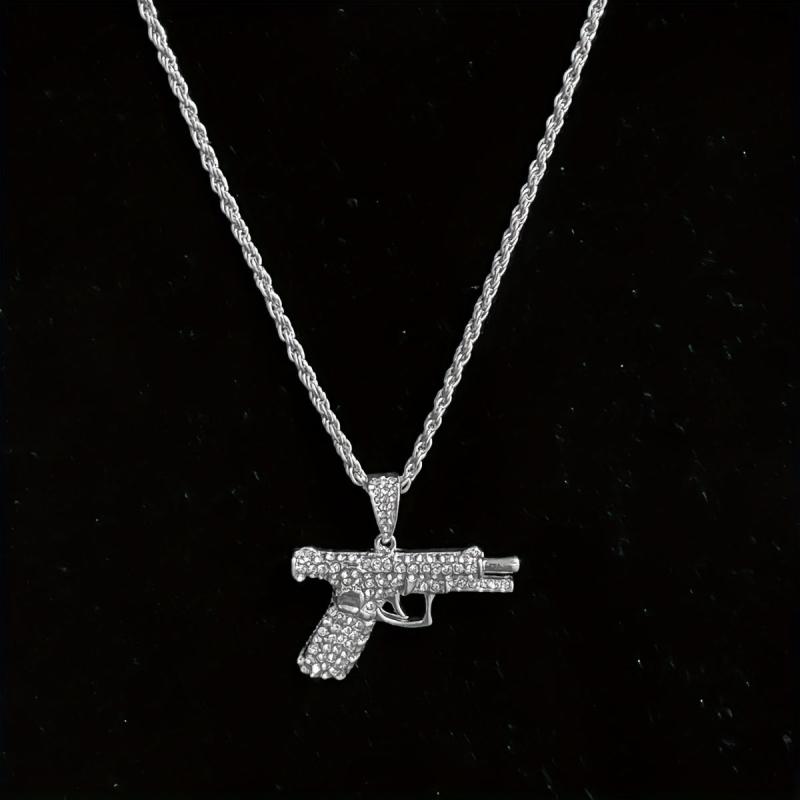 Zircon Inlaid Small Pistol Necklace Hip Hop Fashion Jewelry
