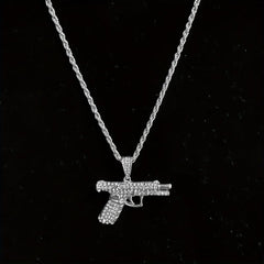Zircon Inlaid Small Pistol Necklace Hip Hop Fashion Jewelry