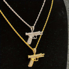 Zircon Inlaid Small Pistol Necklace Hip Hop Fashion Jewelry