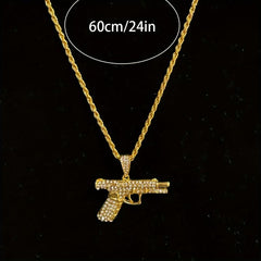 Zircon Inlaid Small Pistol Necklace Hip Hop Fashion Jewelry