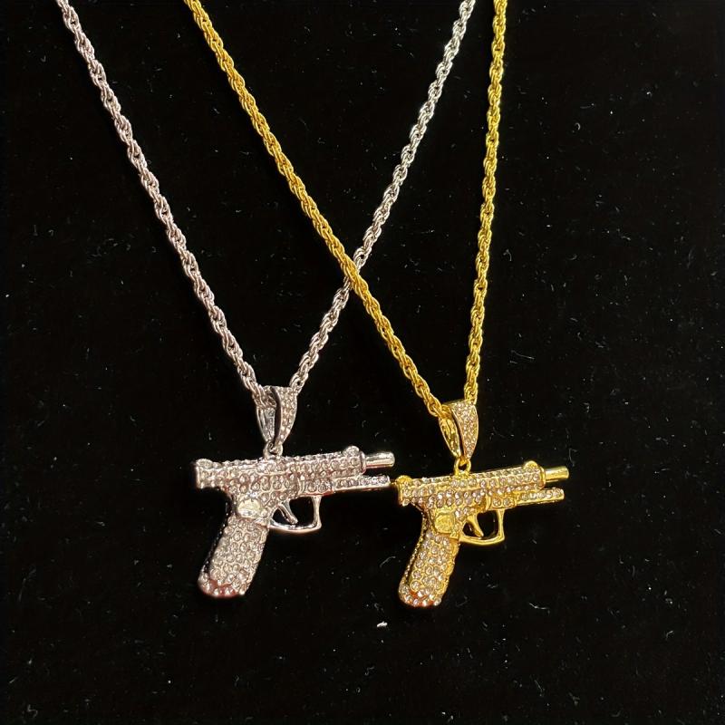 Zircon Inlaid Small Pistol Necklace Hip Hop Fashion Jewelry