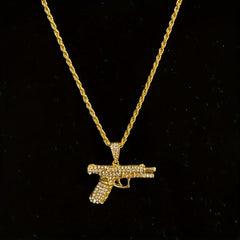 Zircon Inlaid Small Pistol Necklace Hip Hop Fashion Jewelry