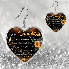 Sunflower Heart Glass Pendant Earrings Graduation Birthday Gift