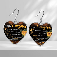 Sunflower Heart Glass Pendant Earrings Graduation Birthday Gift