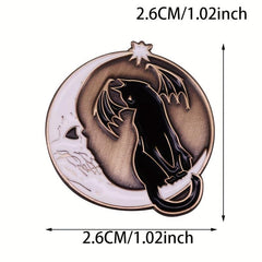 Halloween Pin Skull Moon Bat Brooch Gothic Art Accessory Gift
