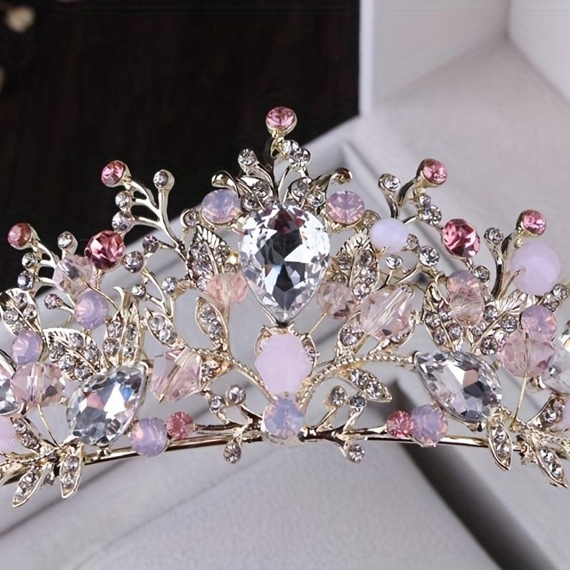 Bridal Crystal Crown Necklace Tiara Set