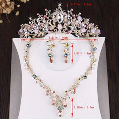 Bridal Crystal Crown Necklace Tiara Set