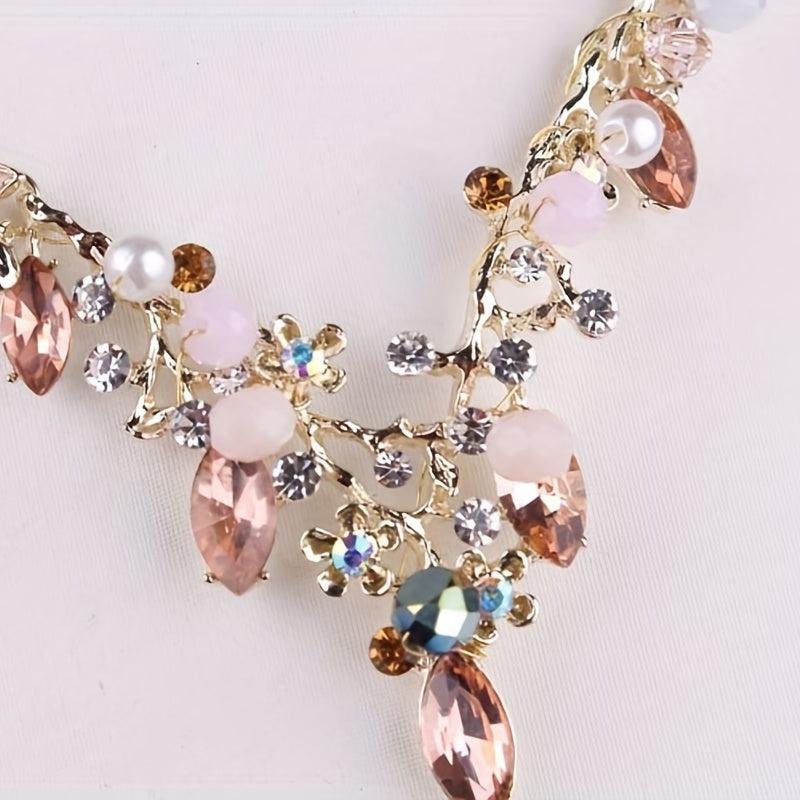 Bridal Crystal Crown Necklace Tiara Set