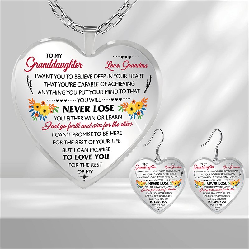 Mini Floral Heart Glass Pendant Earrings - Birthday Gift