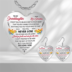 Mini Floral Heart Glass Pendant Earrings - Birthday Gift