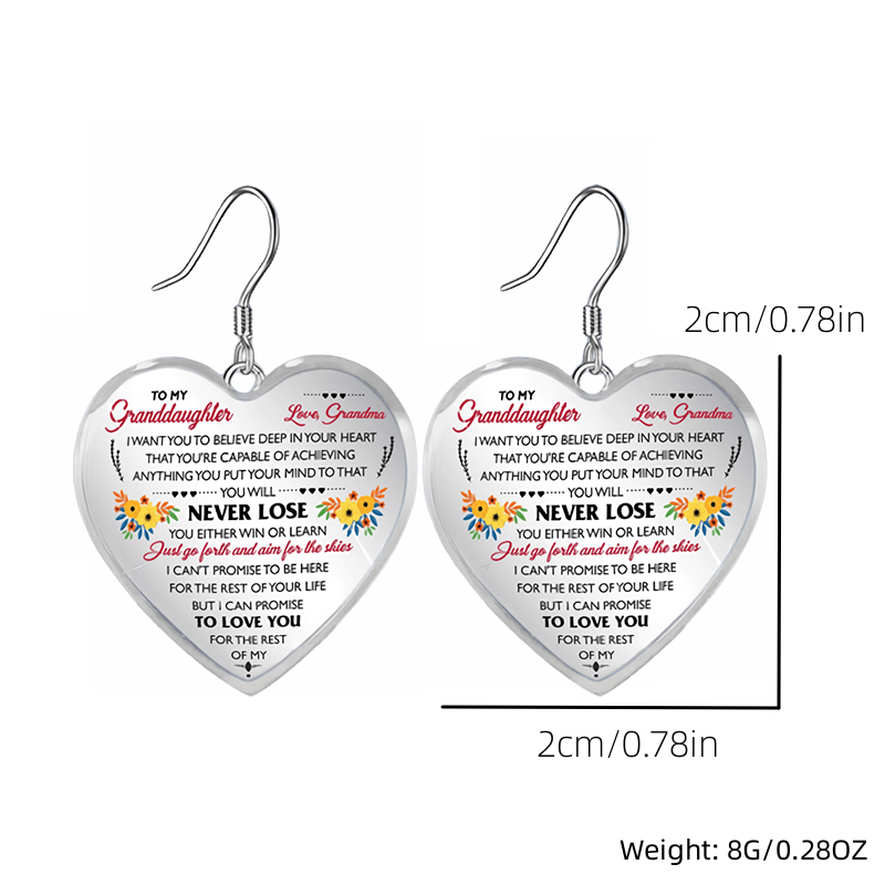 Mini Floral Heart Glass Pendant Earrings - Birthday Gift