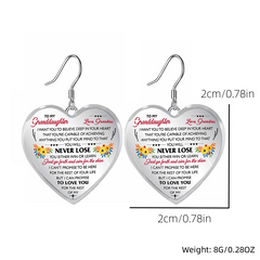 Mini Floral Heart Glass Pendant Earrings - Birthday Gift