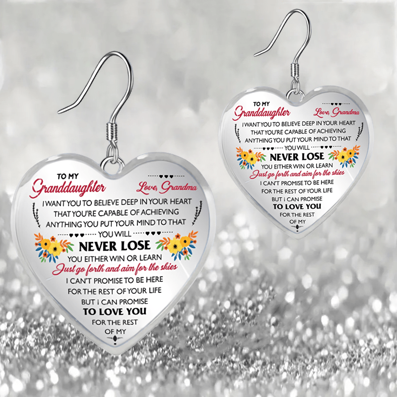 Mini Floral Heart Glass Pendant Earrings - Birthday Gift