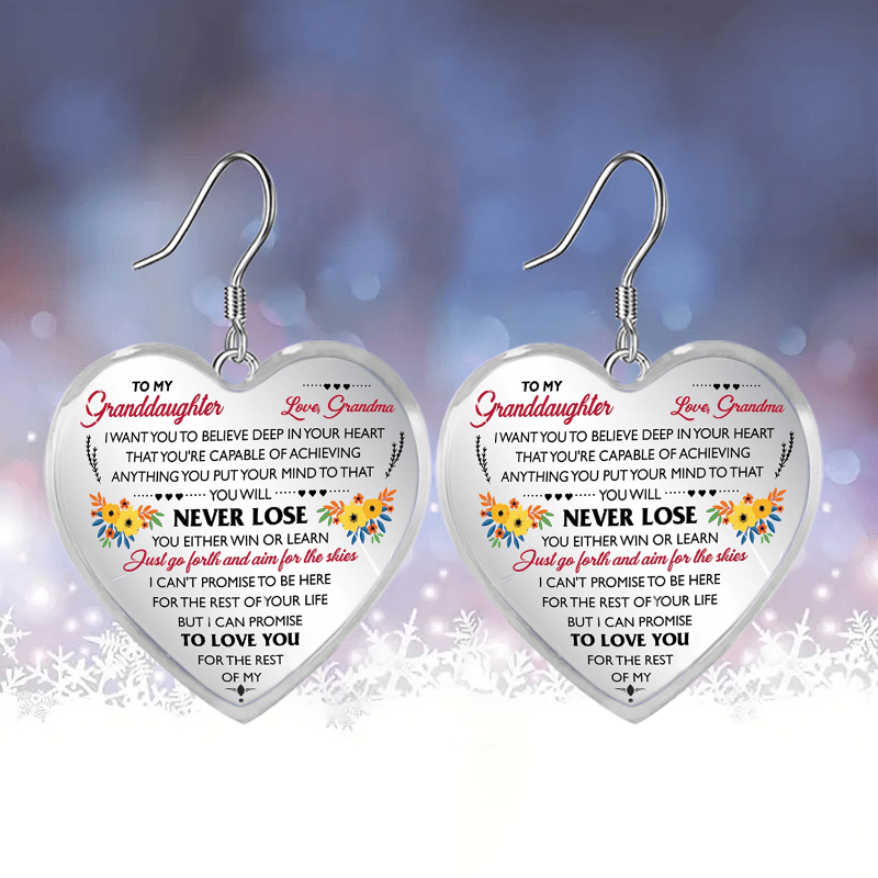 Mini Floral Heart Glass Pendant Earrings - Birthday Gift