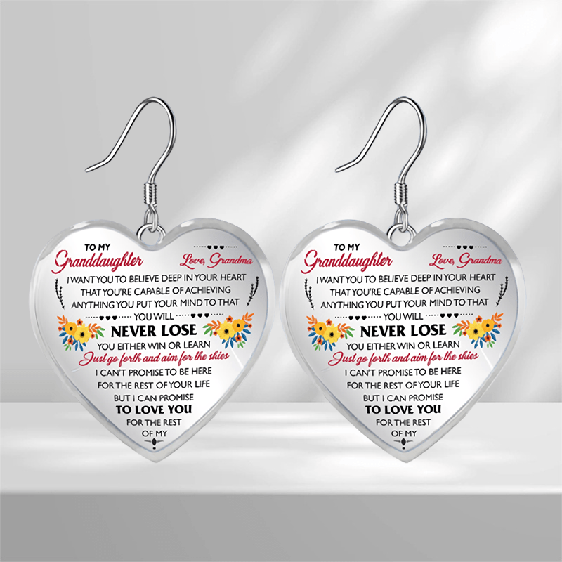 Mini Floral Heart Glass Pendant Earrings - Birthday Gift